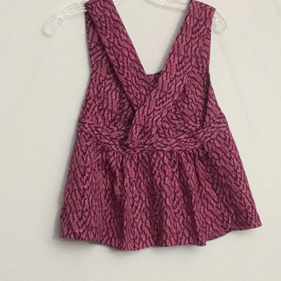 NWT See by Chloe Silk Babydoll Top 6 Pink & Black